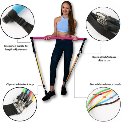 FlexBar Fusion Portable Pilates Gym — Full-Body Resistance Training Bar for Powerful Home Workouts